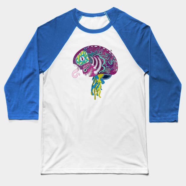 Eldritch Brain Baseball T-Shirt by Munchbud Ink